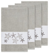 Lydia 4-Piece Embellished Bath Towel Set, Light Gray