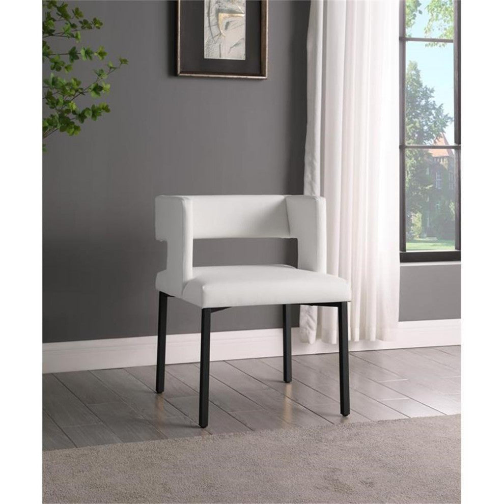 Pemberly Row 19" Modern Faux Leather Dining Chair in White (Set of 2)