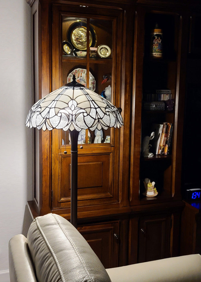 Tiffany Style 2 Light Antique Floor Lamp, 62" Tall