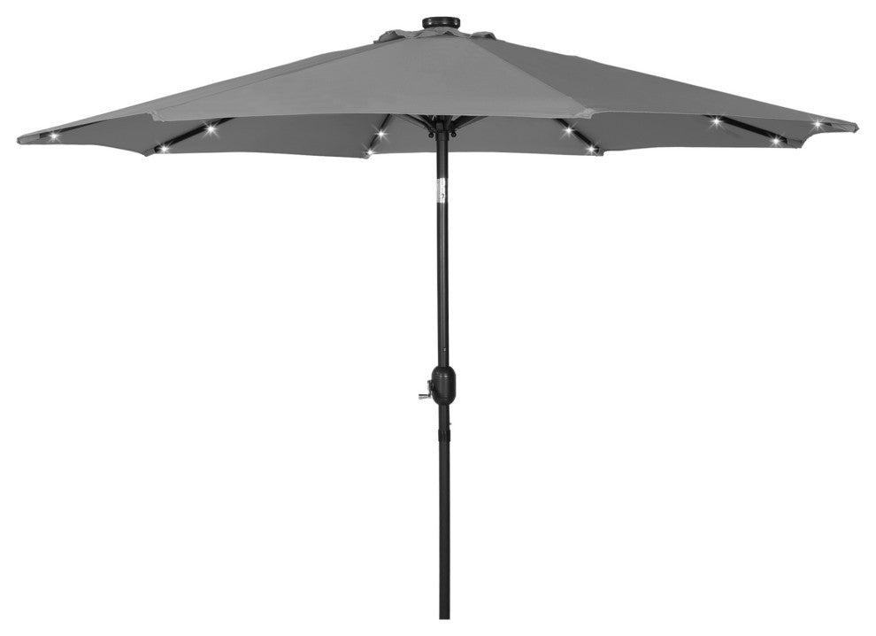WestinTrends 9Ft Outdoor Patio Solar Powered LED Light Market Table Umbrella, Gray