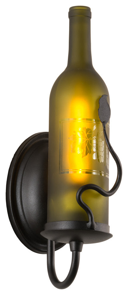 4W Tuscan Vineyard Etched Grapes Wine Bottle Wall Sconce