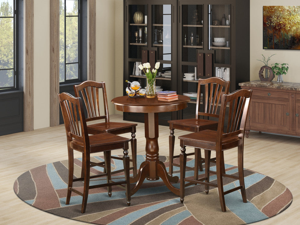 5 Pc Counter Height Set - High Top Table And 4 Kitchen Bar Stool
