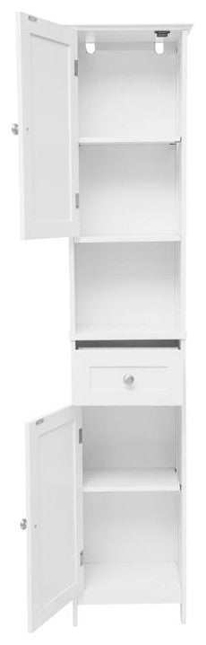 Dune Freestanding Bathroom Linen Tower Storage Cabinet, White