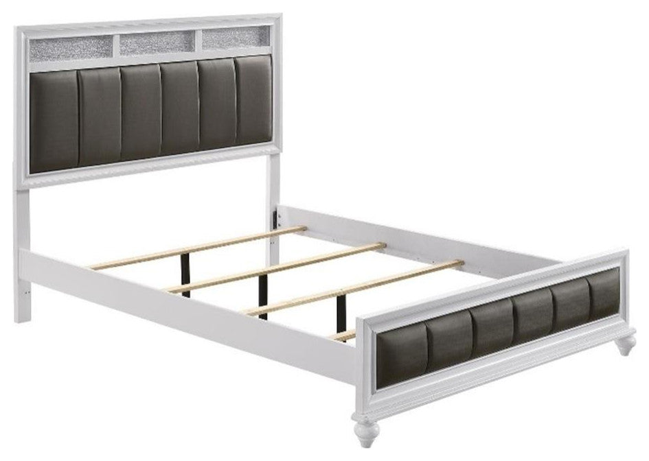Coaster Barzini Wood California King Upholstered Panel Bed in White and Gray