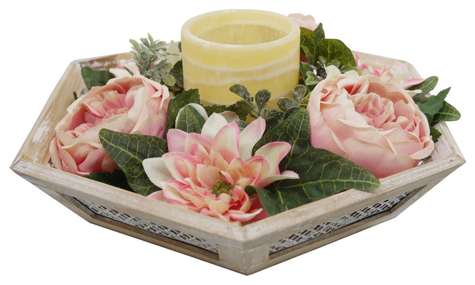 13'' Flower Wreath Handmade Pink Floral Wreath