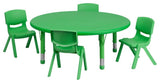 45'' Round Green Plastic Height Adjustable Activity Table Set with 4 Chairs