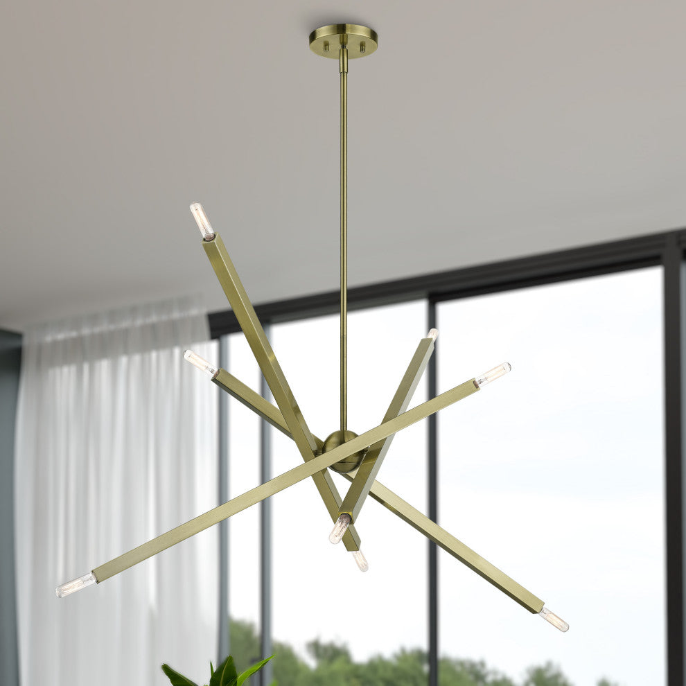 Livex Lighting Monaco 8-Light Antique Brass Large Linear Chandelier