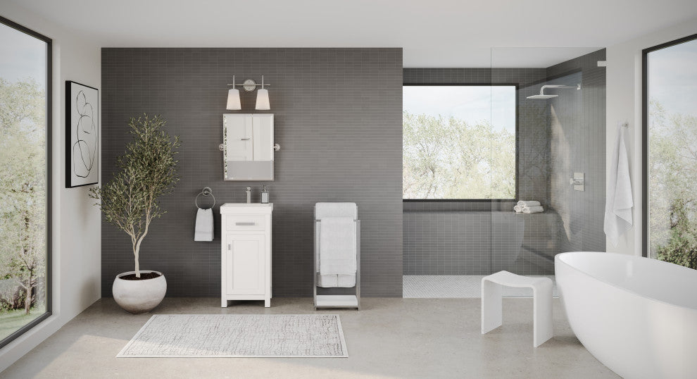 The Haven Bathroom Vanity, White, 18", Single Sink, Freestanding