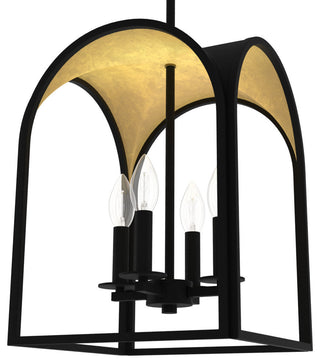 Hunter 12" Dukestown Natural Iron and Gold Leaf 4-Light Pendant Ceiling Light