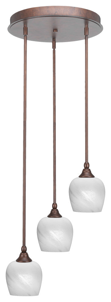 Empire 3-Light Cluster Pendalier, Bronze/White Marble