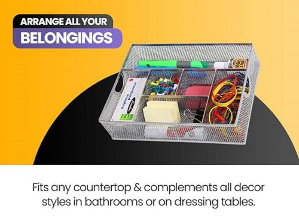 Silver Mesh Vanity Cosmetic Organizer/Tray