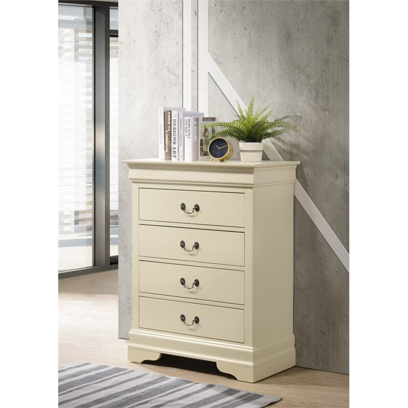 Louis Phillipe 4 Drawer Chest, Beige