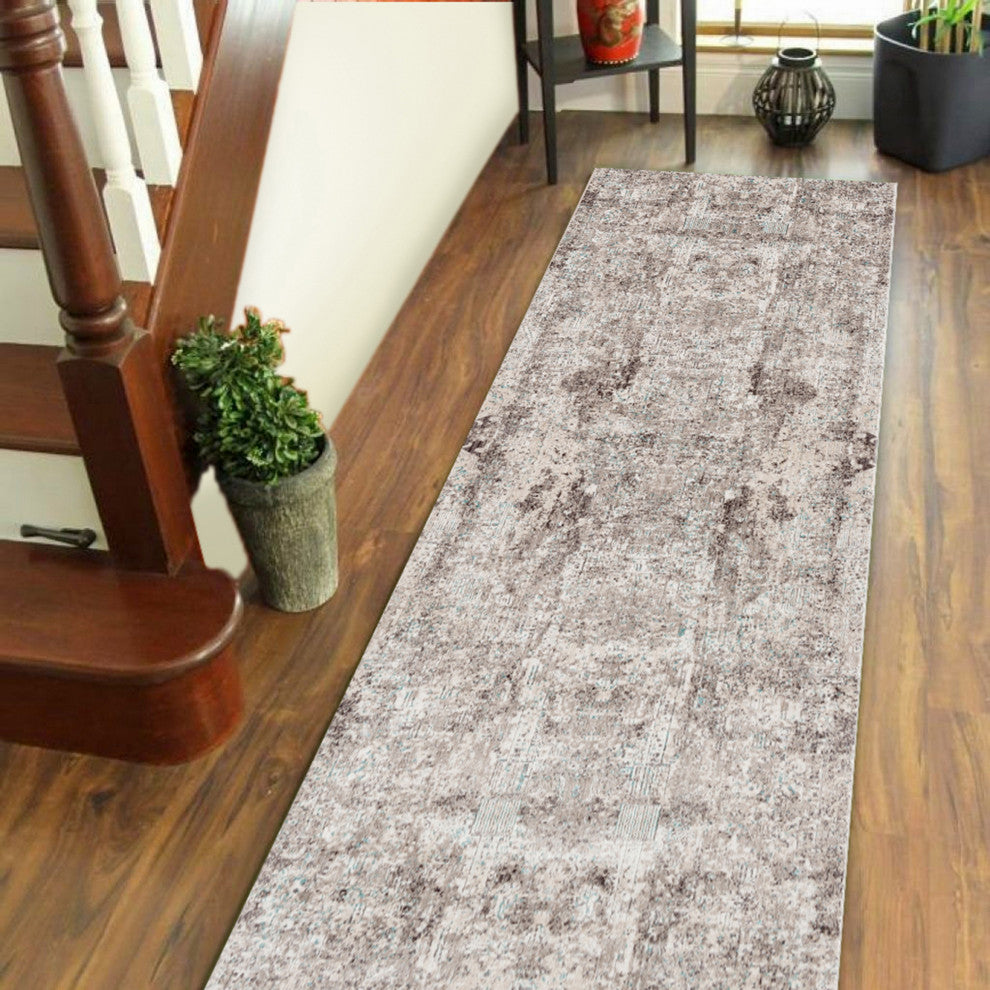 Cambridge Runner, Light Gray, 2'6" x 8', Abstract