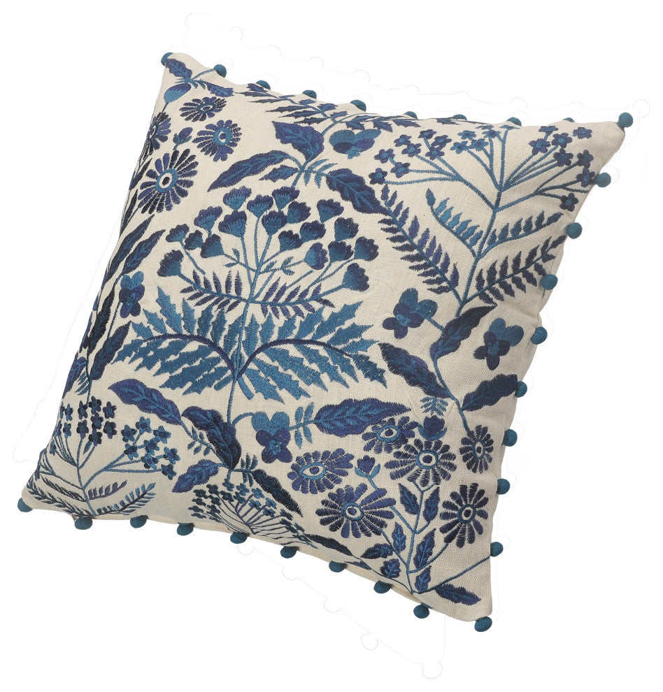 Off-White and Navy Bohemian Throw Pillow