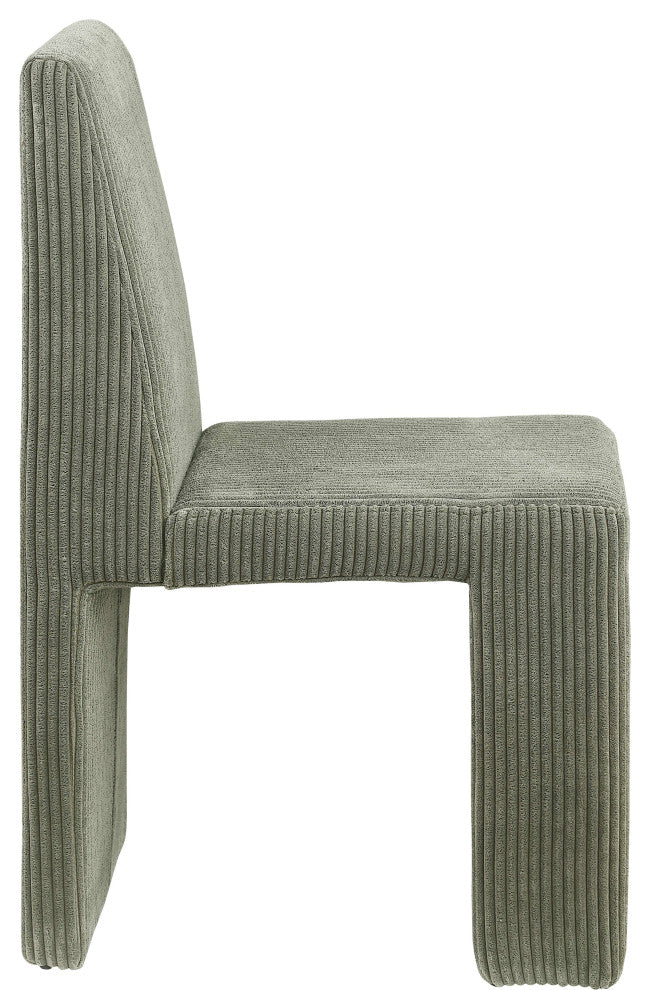 Benson Upholstered Dining Chair, Green, Microsuede Corduroy