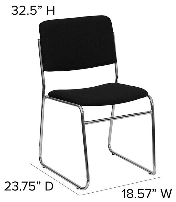 Set of 5 Multipurpose Chair, Sled Chrome Finished Legs With Black Seat & Back