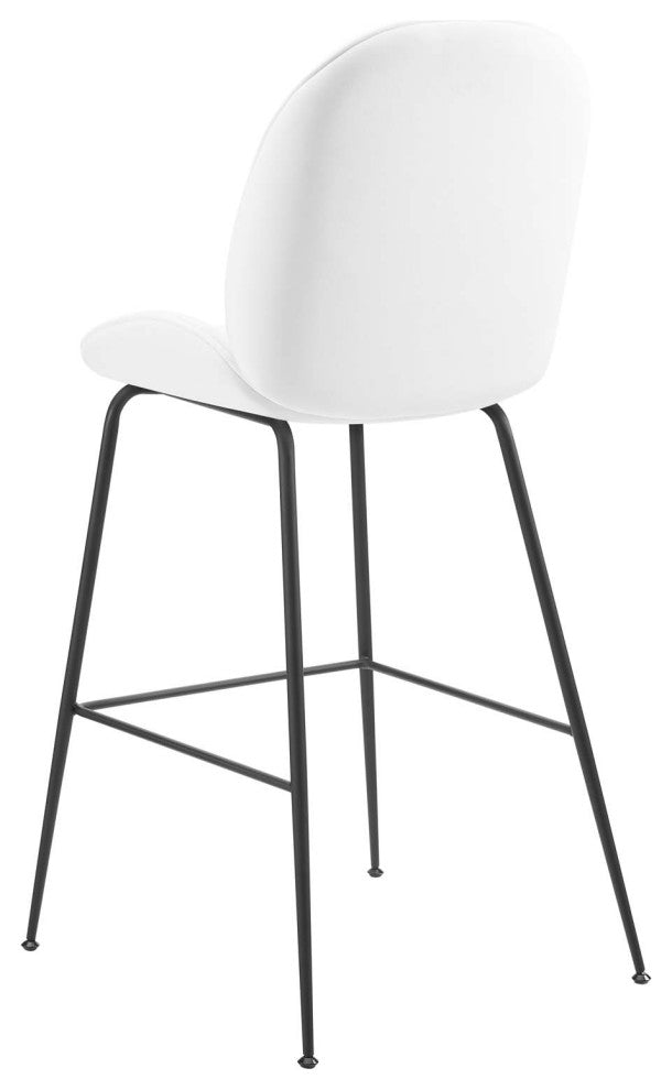 Bar Stool Chair Barstool, Velvet, Metal, White, Bar Pub Cafe Bistro Restaurant
