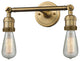 Bare Bulb 2 Light Bath Vanity Light, Brushed Brass