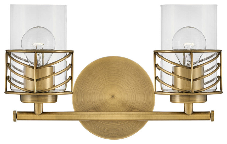 Hinkley Della Small Two Light Vanity, Lacquered Brass