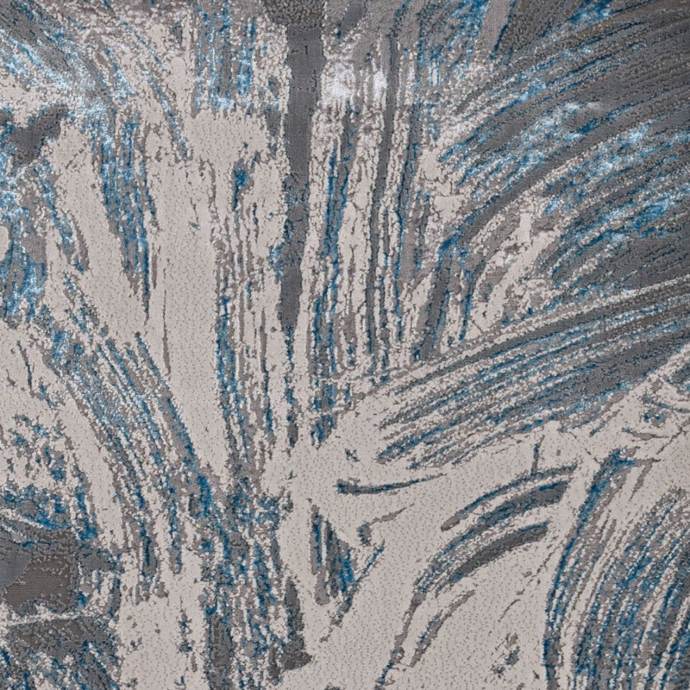 KAS Luna 7130 Silver/Blue Stroked Area Rug, 7'10"x10'10"