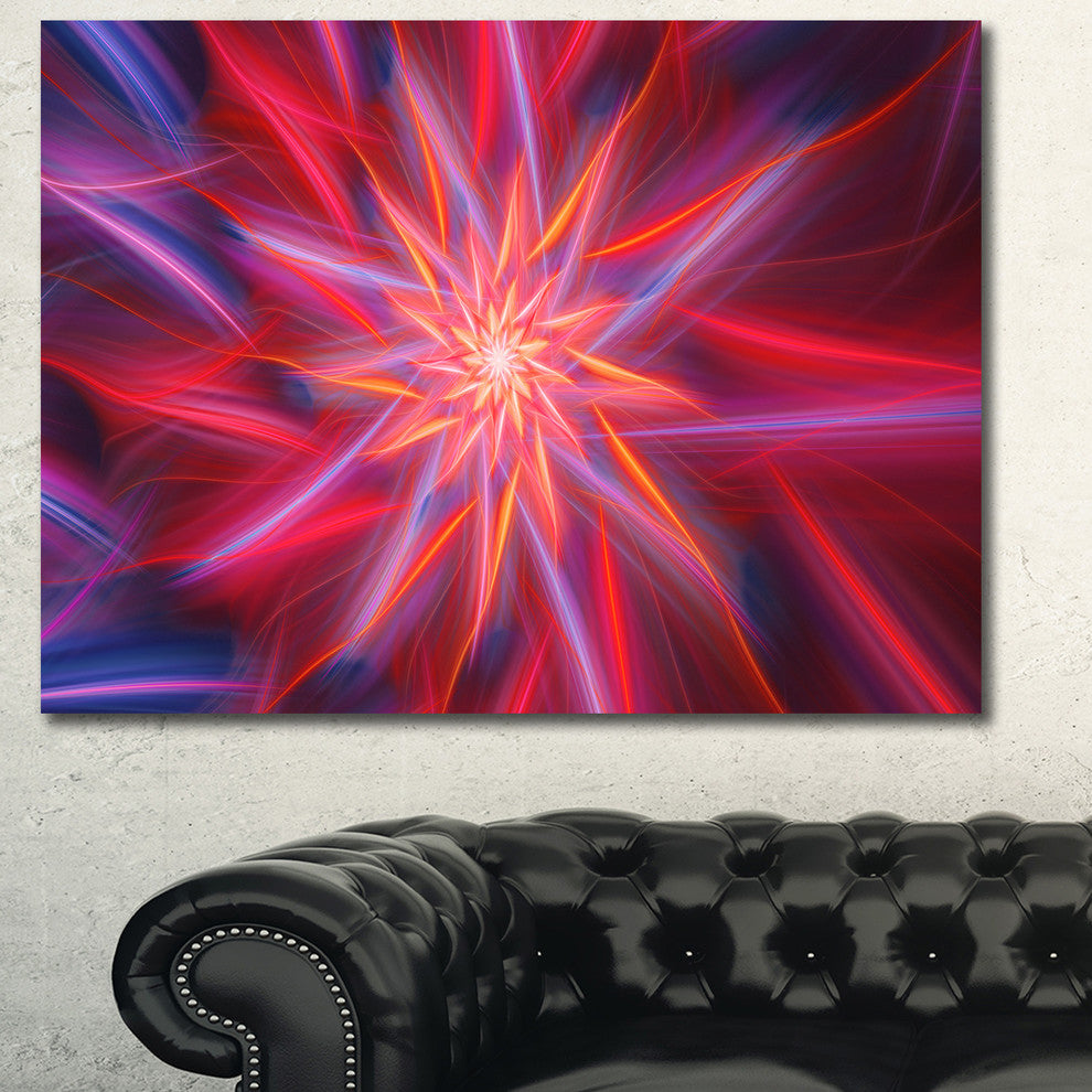 Shining Red Purple Exotic Flower, Floral Canvas Art Print, 40"x30"