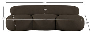 Venti Black Boucle Fabric Upholstered Set, Brown, Sofa