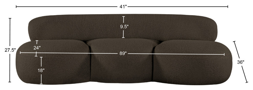 Venti Black Boucle Fabric Upholstered Set, Brown, Sofa