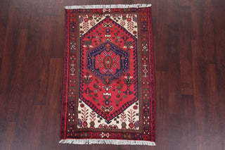 Consigned, Wool Persian Hamedan Hand-Knotted Oriental Area Rug, Red, 4'8"X3'2"