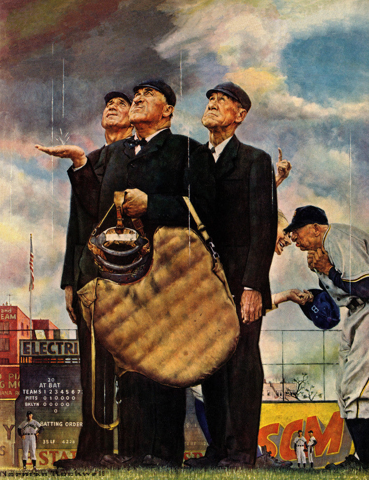 "Bottom of the Sixth" Painting Print on Canvas by Norman Rockwell