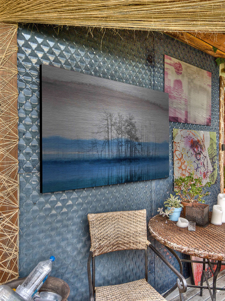 "Blue Lake Horizon" Painting Print on Brushed Aluminum, 60"x40"