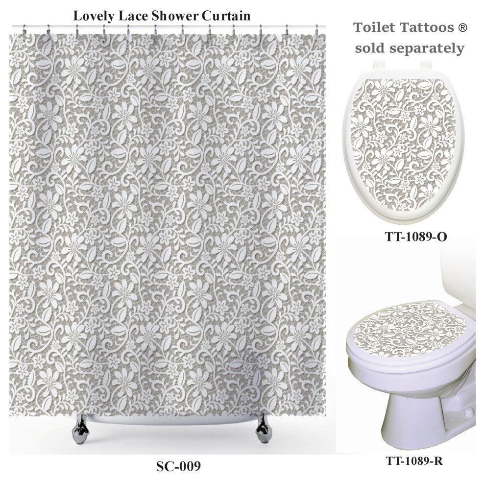 Vintage Lovely Lace Designer Shower Curtain, 72" x 72"