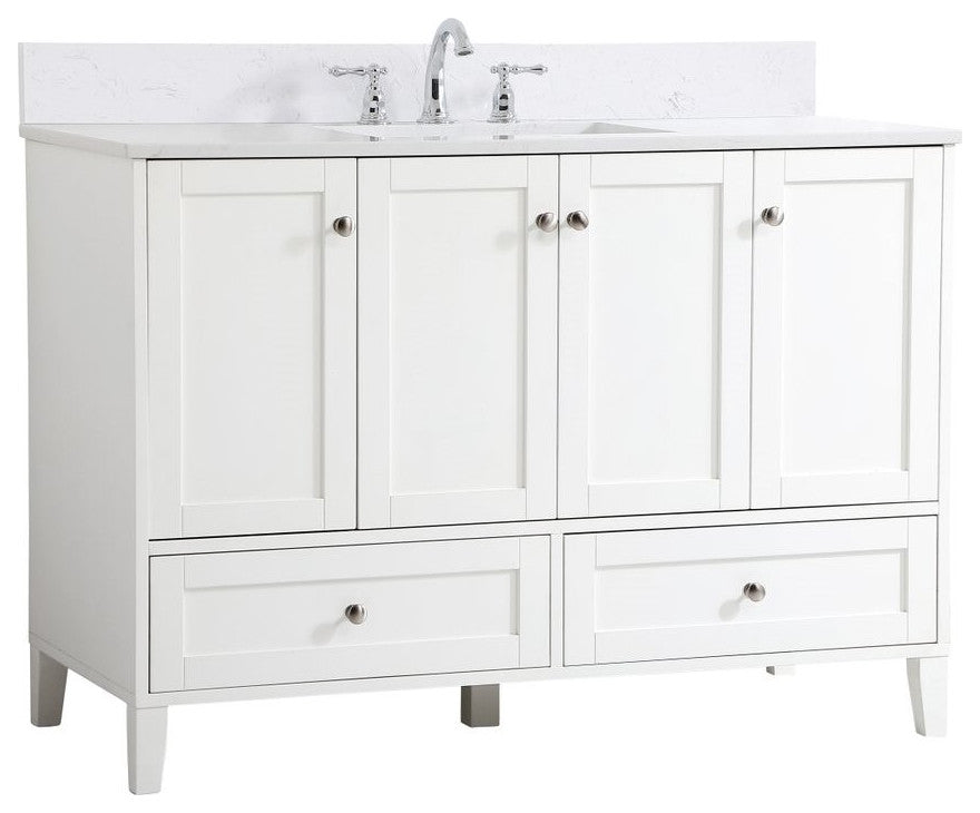Elegant VF18048WH-BS 48"Single Bathroom Vanity, White With Backsplash
