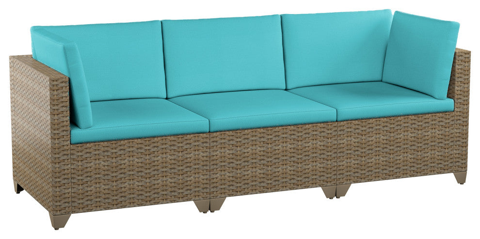 Maui 3-Piece Outdoor Sectional Sofa, Natural Aged Wicker