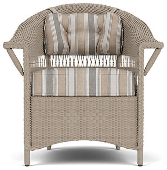 Lloyd Flanders Nantucket Dining Armchair, French Beige, Purveyor Pewter