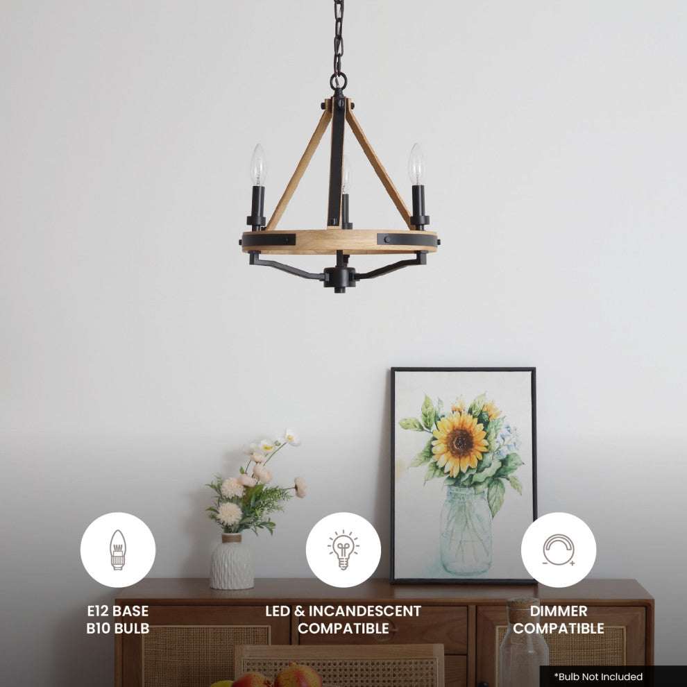 Savannah 3 Light Chandelier Matte Black