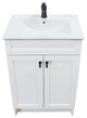 SmartFold 24" Single Sink Vanity, White With White Ceramic Top, Matte Black