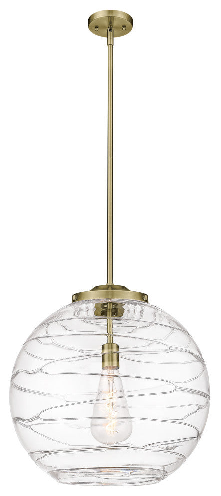 Deco Swirl Pendant, Antique Brass, Clear Deco Swirl, Clear Deco Swirl