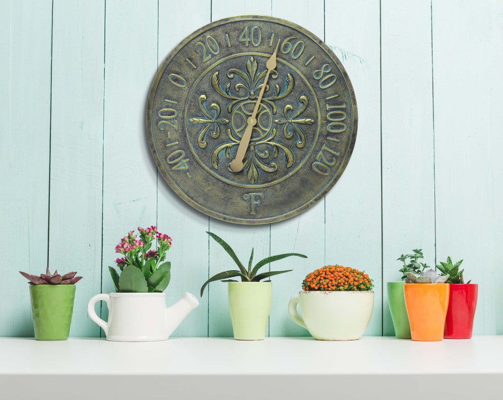 Blanc Fleur Aged Bronze Thermometer