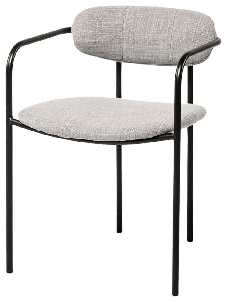 Parker Gray Fabric Seat Black Metal Dining Chair (Set of 2)