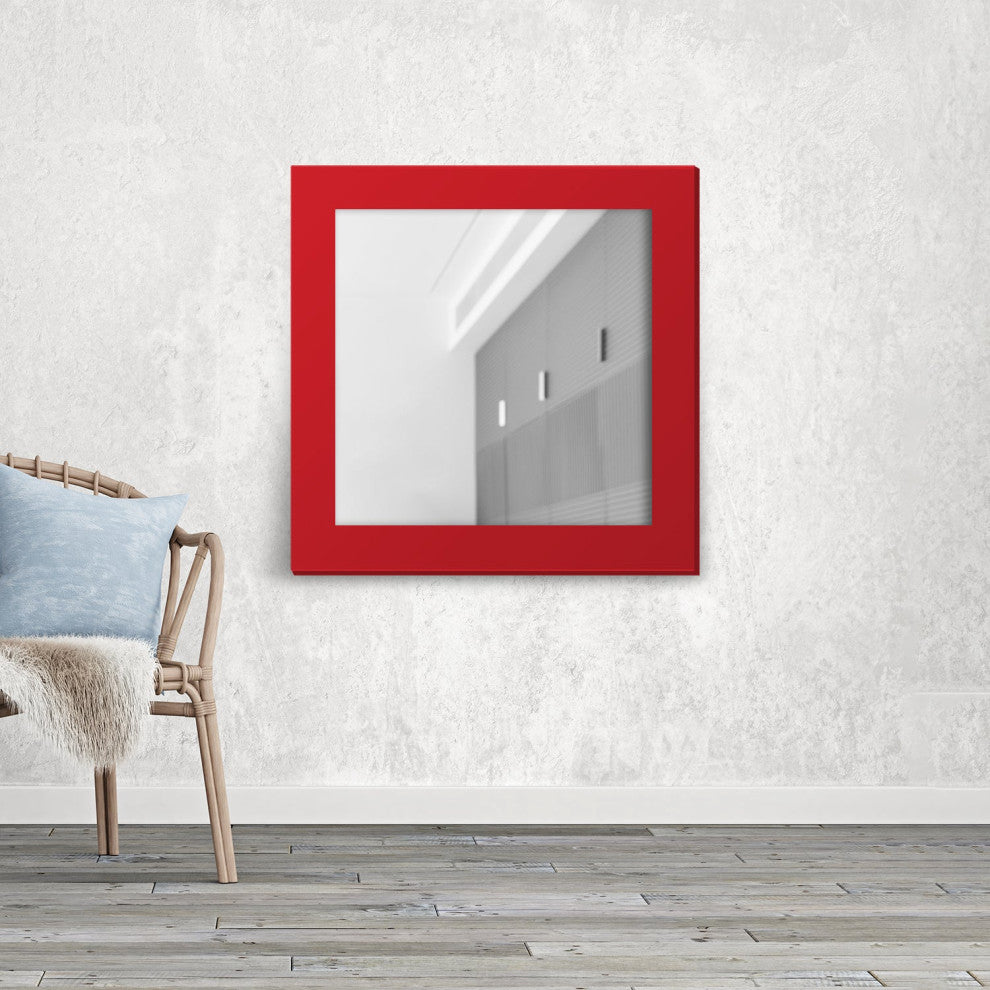 36"x36" Pop of Color Wall/Floor Mirror Art, Italian Red