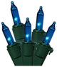 Mini Christmas Lights, Green Wire, Blue