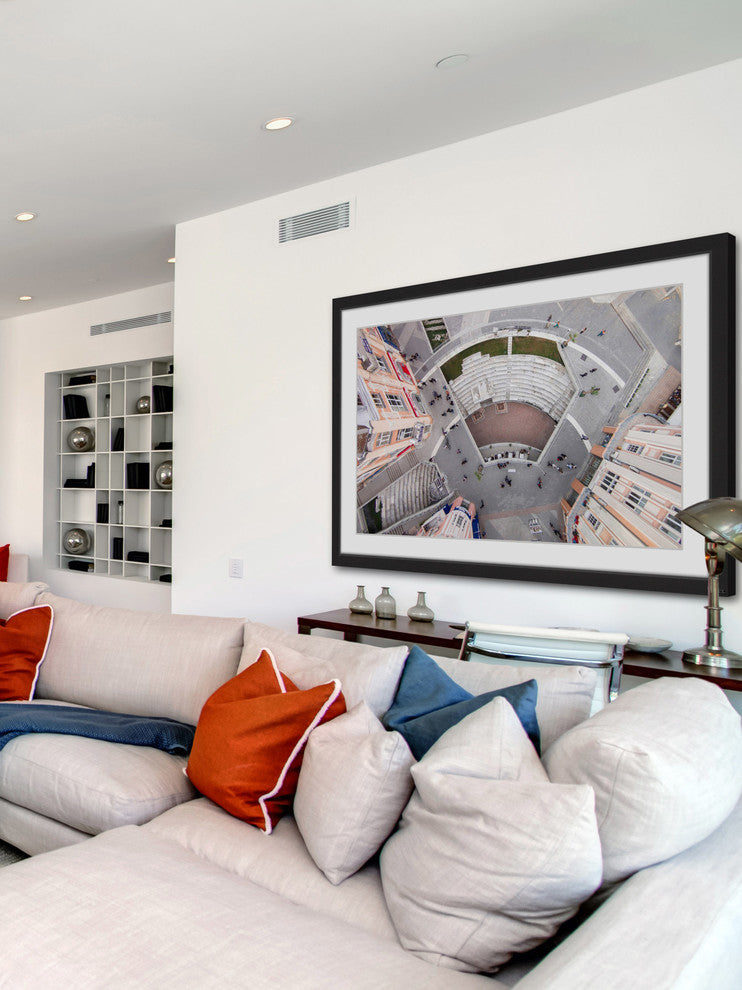 "Stadium Seating" Framed Painting Print by Karolis Janulis