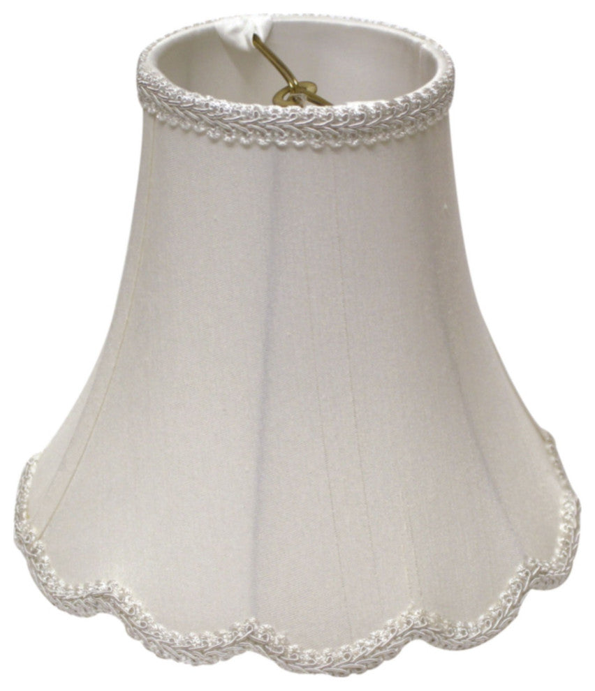 10" White Slanted Scallop Bell Monay Shantung Lampshade