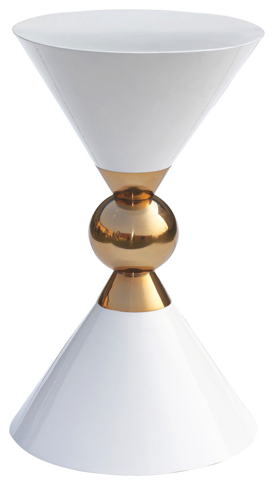 Malia Iron End Table, White/Gold