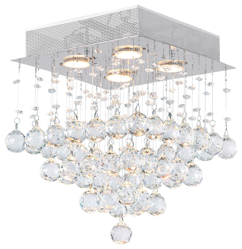 Square 4 Light Flush Mount With Chrome Finish