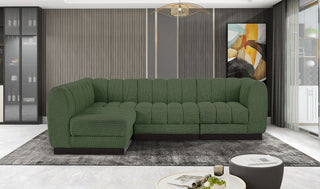 Quinn Chenille Upholstered 4-Piece L-Shaped Modular Sectional, Green