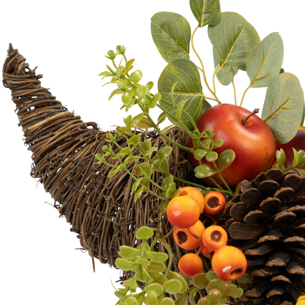Apples and Pears Cornucopia Fall Harvest Decoration, 20"