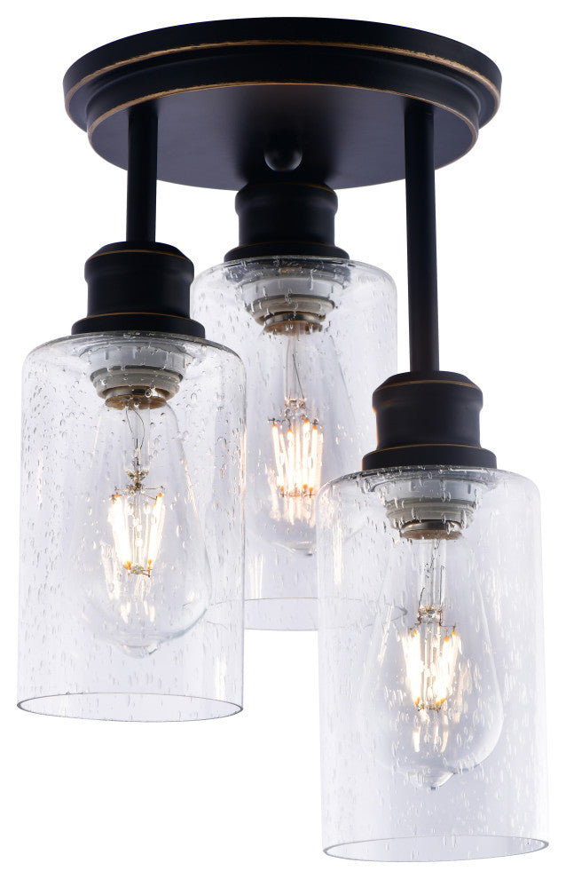 Lazzur Meuse 3 Light 10" Matte Black Semi-Flush Mount Ceiling Light