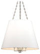 Burdett, Eight Light Pendant, Polished Nickel Finish, White Faux Silk Shade