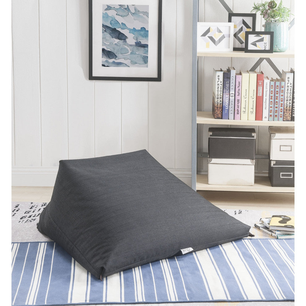 Loungie Magic Pouf Beanbag 3-in-1 Ottoman/Chair/Floor Pillow, Black Linen